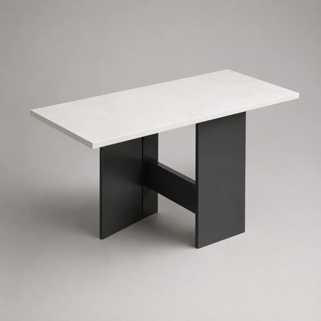 Rechteckiger MDF-Konsolentisch Weiß/Schwarz, 120 × 40 × 75 cm