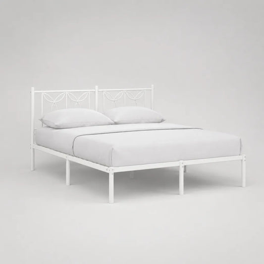 Metallbett Doppelbett aus Stahl, Weiß, Liegefläche 140 × 200 cm, Gesamtmaß ca. 208 × 146 × 95 cm