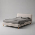 Polsterbett Doppelbett mit Polyesterbezug und Massivholzfüßen, Beige/Natur, Liegefläche 160 x 200 cm, Gesamtmaß ca. 170 x 215 x 102 cm