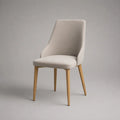 Gepolsterter Esszimmerstuhl mit Polyesterbezug und Massivholzbeinen, Beige/Natur, 54 × 60 × 88 cm