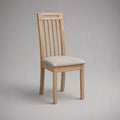 Esszimmerstuhl aus massivem Gummibaumholz mit Polyesterbezug, Natur/Beige, 46 × 52 × 99 cm