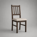 Esszimmerstuhl aus massivem Kautschukholz mit gepolstertem Sitz, Braun und Creme, 45 × 50 × 98 cm