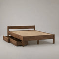 Bettgestell 160 × 200 cm aus massivem Kiefernholz mit Lattenrost und 2 Schubladen, Walnussbraun