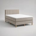 Boxspringbett mit Taschenfederkernmatratze und Topper, Polyesterbezug, Beige/Naturfarben, Liegefläche 180 × 200 cm